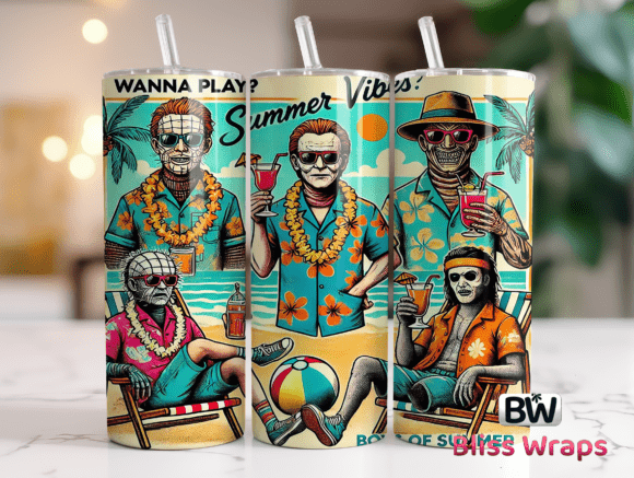 Download Horror Beach Summer Tumbler Wrap - Summer tumbler Collection