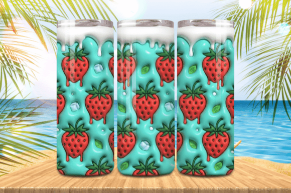 Download 3D Puff Strawberry Summer Tumbler Wrap | - Summer tumbler Collection