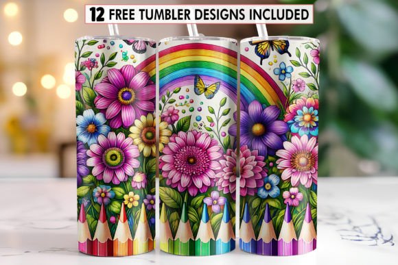 Download Glitter Pencil Teacher Tumbler Wrap - Premium Bundle