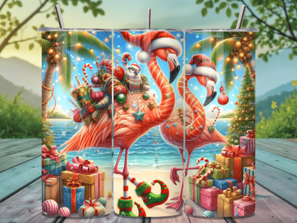 Download Flamingo Christmas in July Tumbler Wrap - Premium Resources